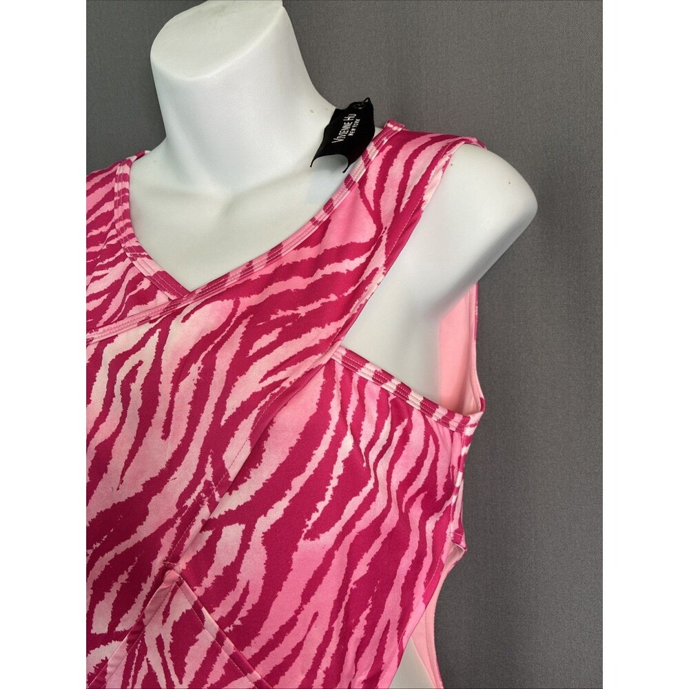 Vivienne Hu Cut Out Bodycon Cocktail Dress Sz 4 Bold Pink Zebra Print Party READ - Picture 12 of 16